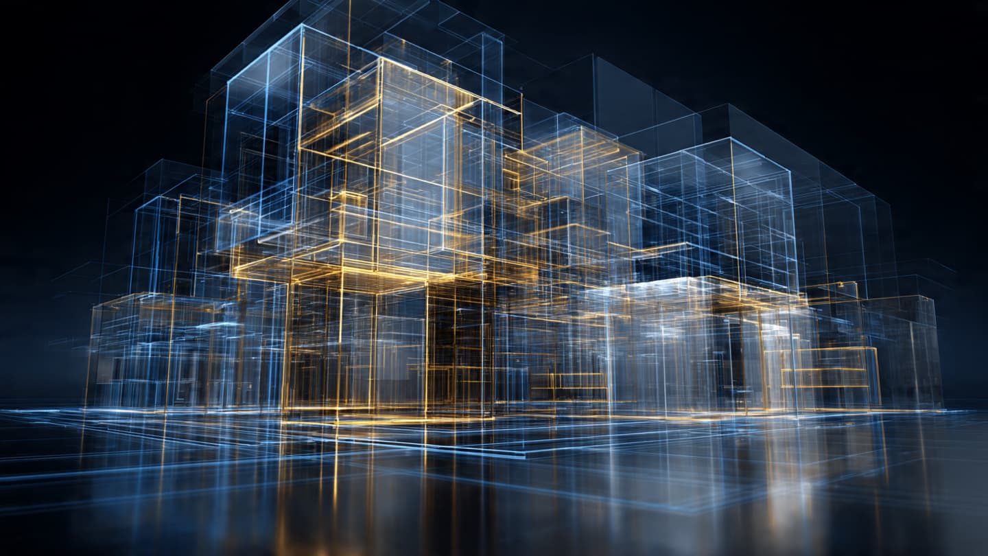 Abstract blueprint — layered, repeatable research architecture